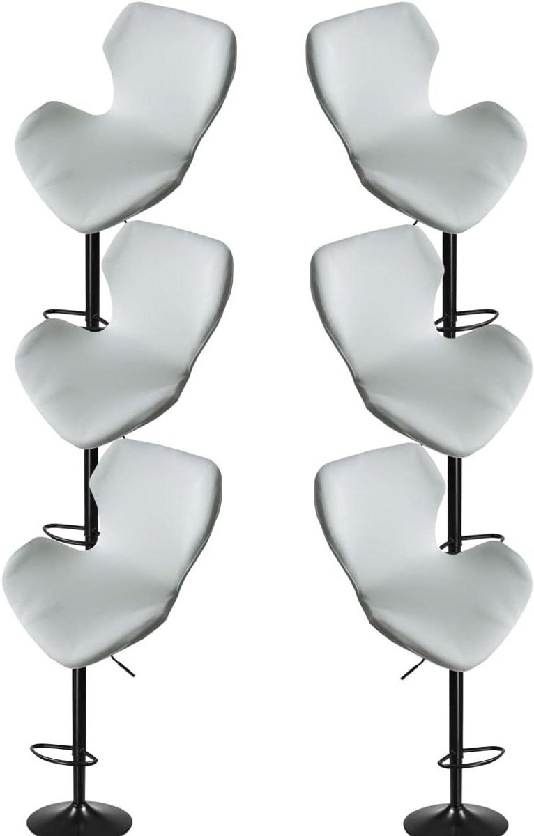 Barkrukhoezen Set - Stoelhoezen - Keuken Decoratie - Met Lage Rug - 6 Stuks - Wit