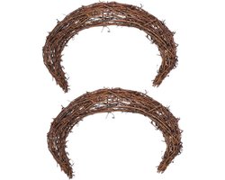 Druivenkransdecoratie Handgemaakt - Maankrans Rotan - Kransen Maken - Natuurlijk Smilax Materiaal - 30 x 30 x 4 cm - Bruin