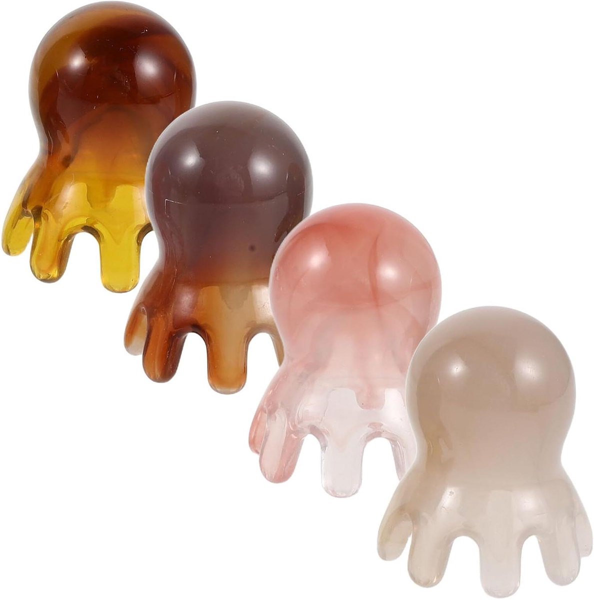 Hoofdhuid Massagekam - Octopus Kam - Diepe Ontspanning - Flexibele Harsklauwen - 4 Stuks - Diverse Kleuren