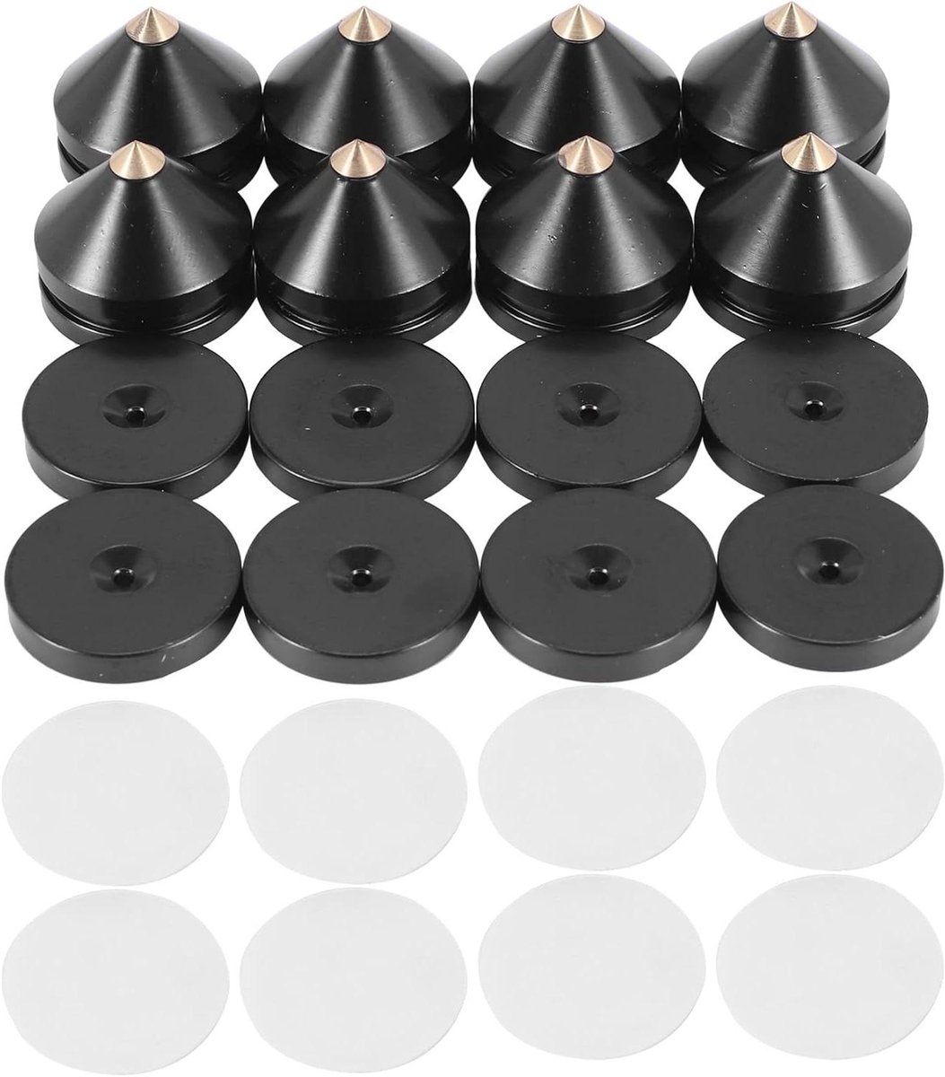 Luidspreker Voet Pads - Spikes Cone - Geluid Verbeteren - Minimaliseert Trillingen - 8 Sets - Zwart