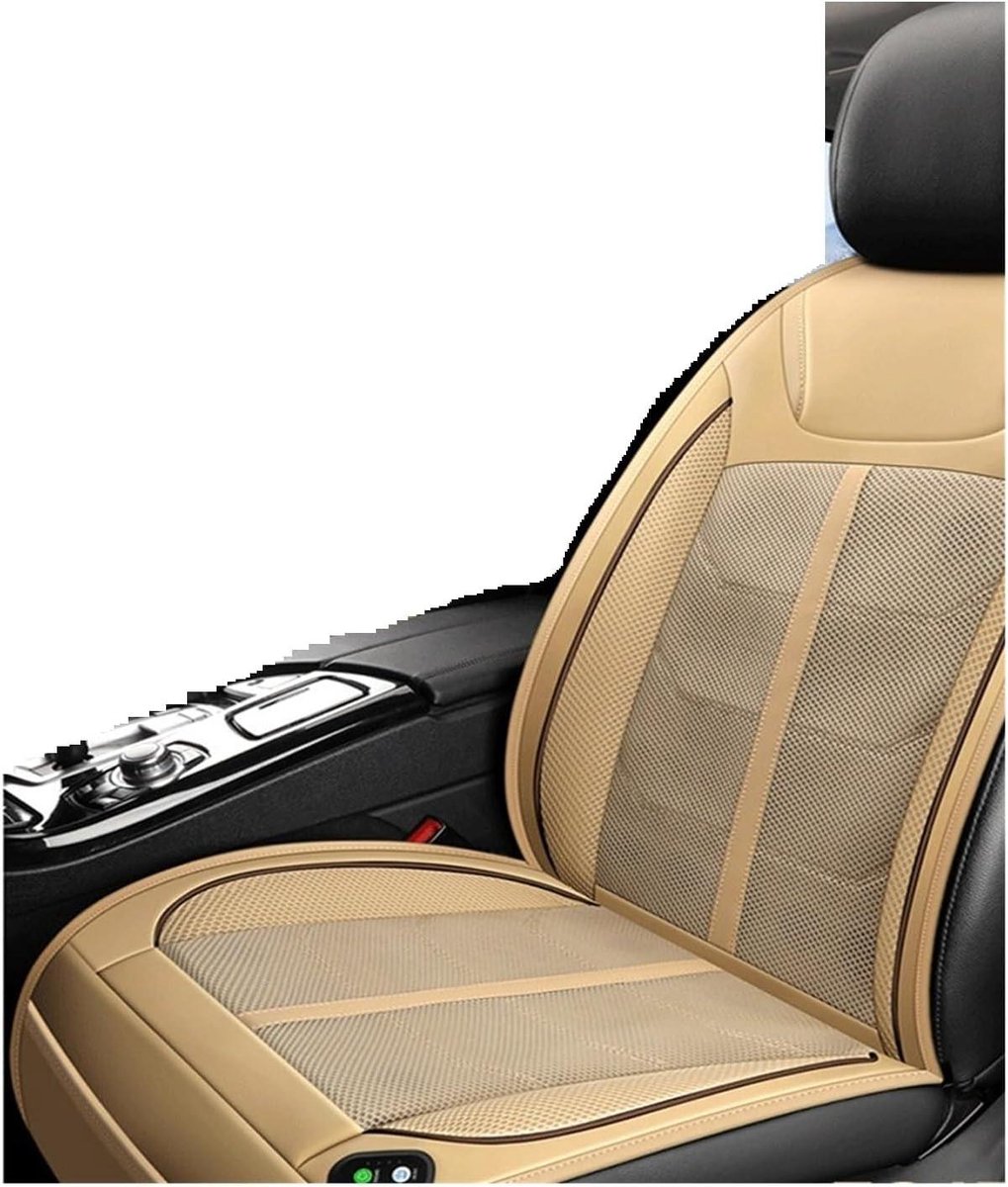 Autostoel Kussen - Stoelverkoeling Massage - Comfortabel Rijden - 12V Blaas Zuig - Universele Pasvorm - Beige