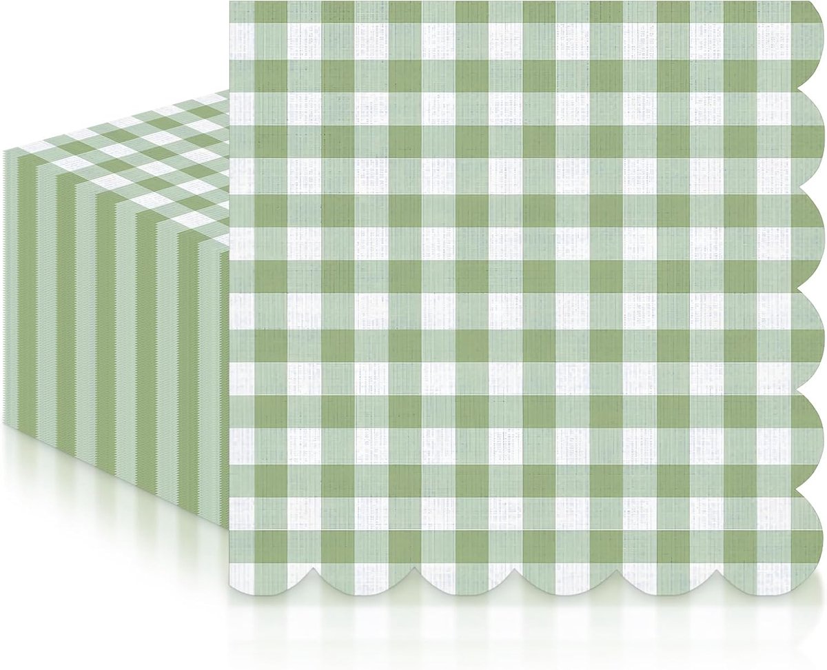 Servetten Papieren - Servetten - Tafel Servetten - Papier - Papieren Wegwerp Servetjes - Feestservetten - Voorjaar Servetten - Lunch/Diner Tafel Decoratie - 2 Laags - Wit en Groen - 33 x 33 cm - 20 Stuks - van Imperatoris