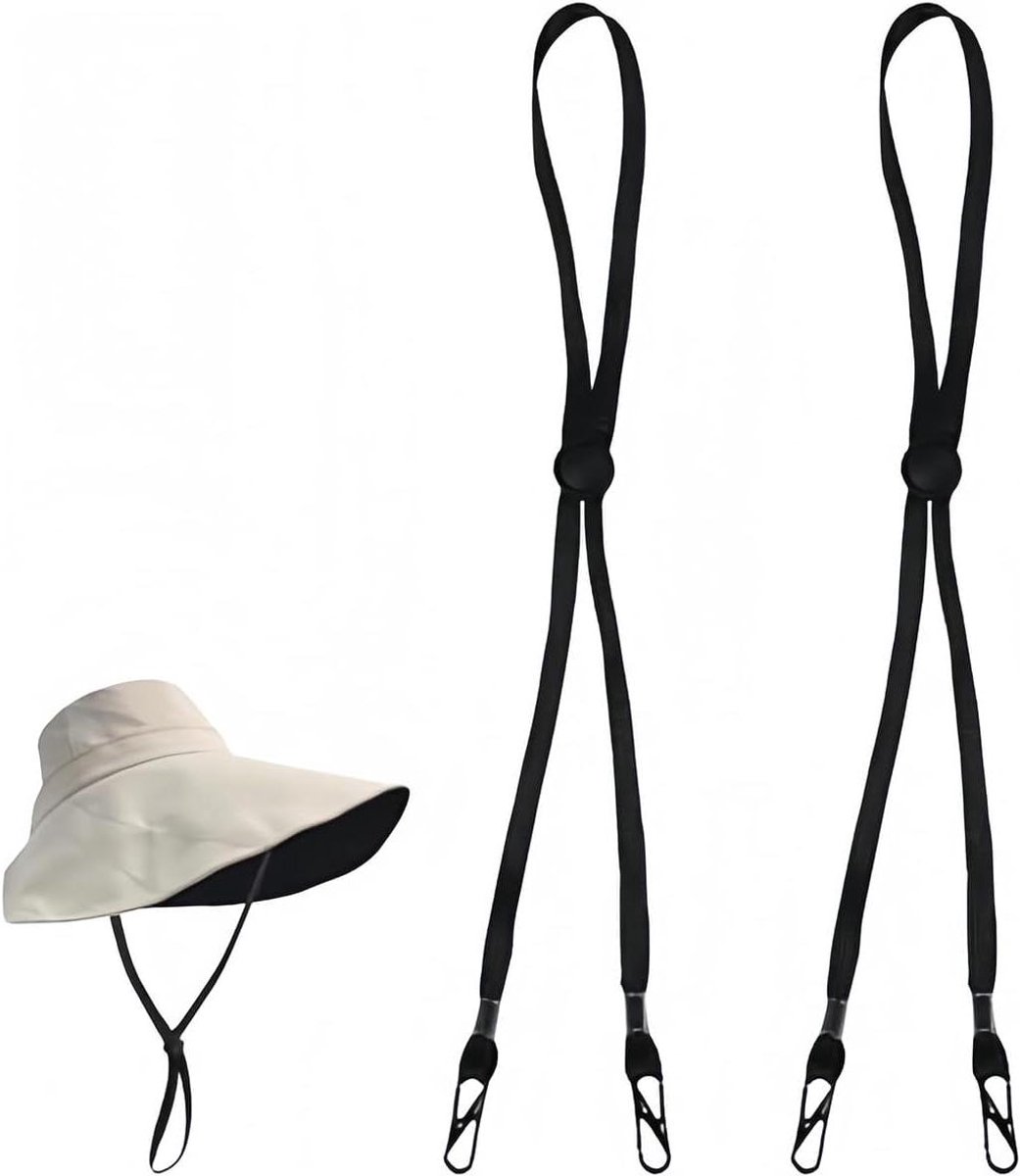 Winddicht Touw - Hoedriem Clips - Hoed Bescherming - Verstelbaar Nylon - 60 cm - Zwart