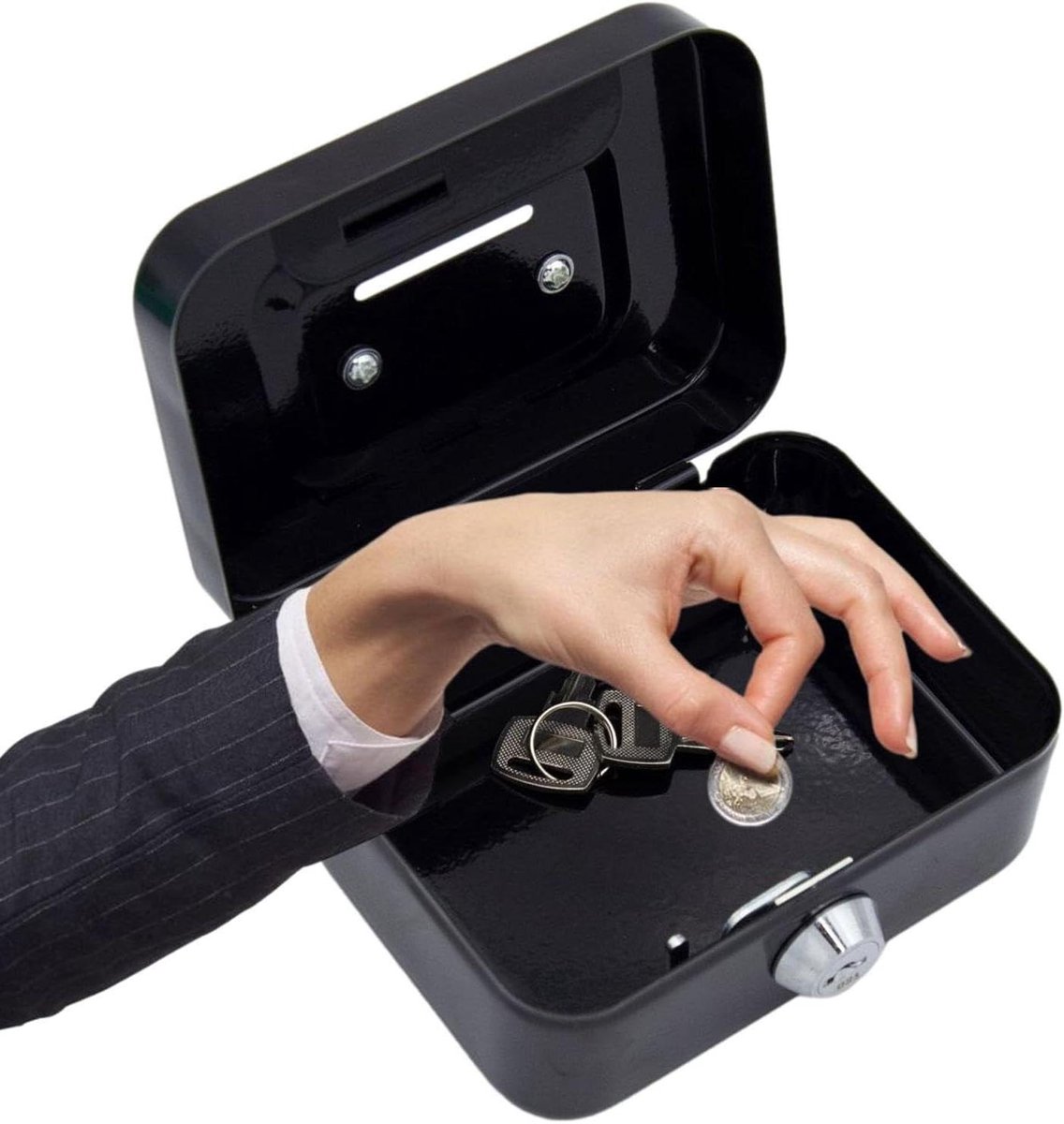 Kleine geldkluis - Sleutelbox metaal - Veilig opbergen - Sleutelvergrendeling - 115 cm - Zwart