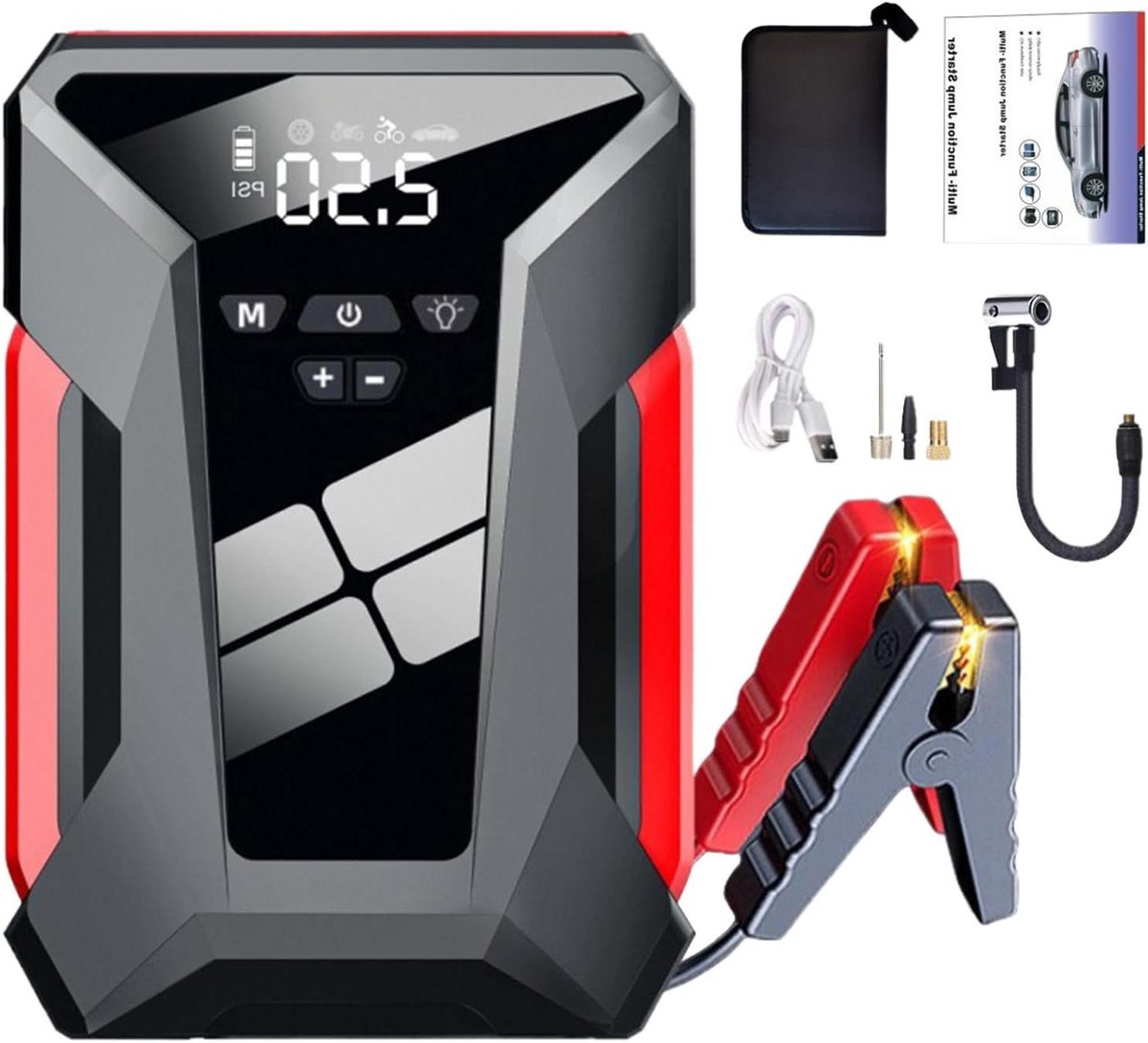 Draagbare Accustarter - Auto Booster Pack - Noodsituaties Onderweg - Met Bandenpomp - 1.3 kg - Zwart