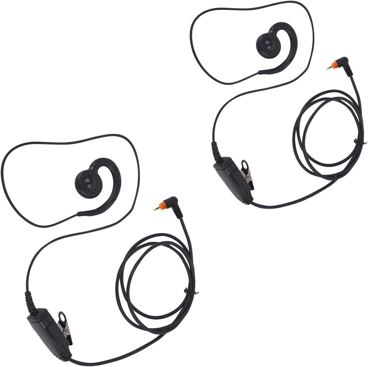 Oordopje met Microfoon - Headset Oortje - Communicatie Radio - C Swivel Oorclip - 2 stuks - Zwart