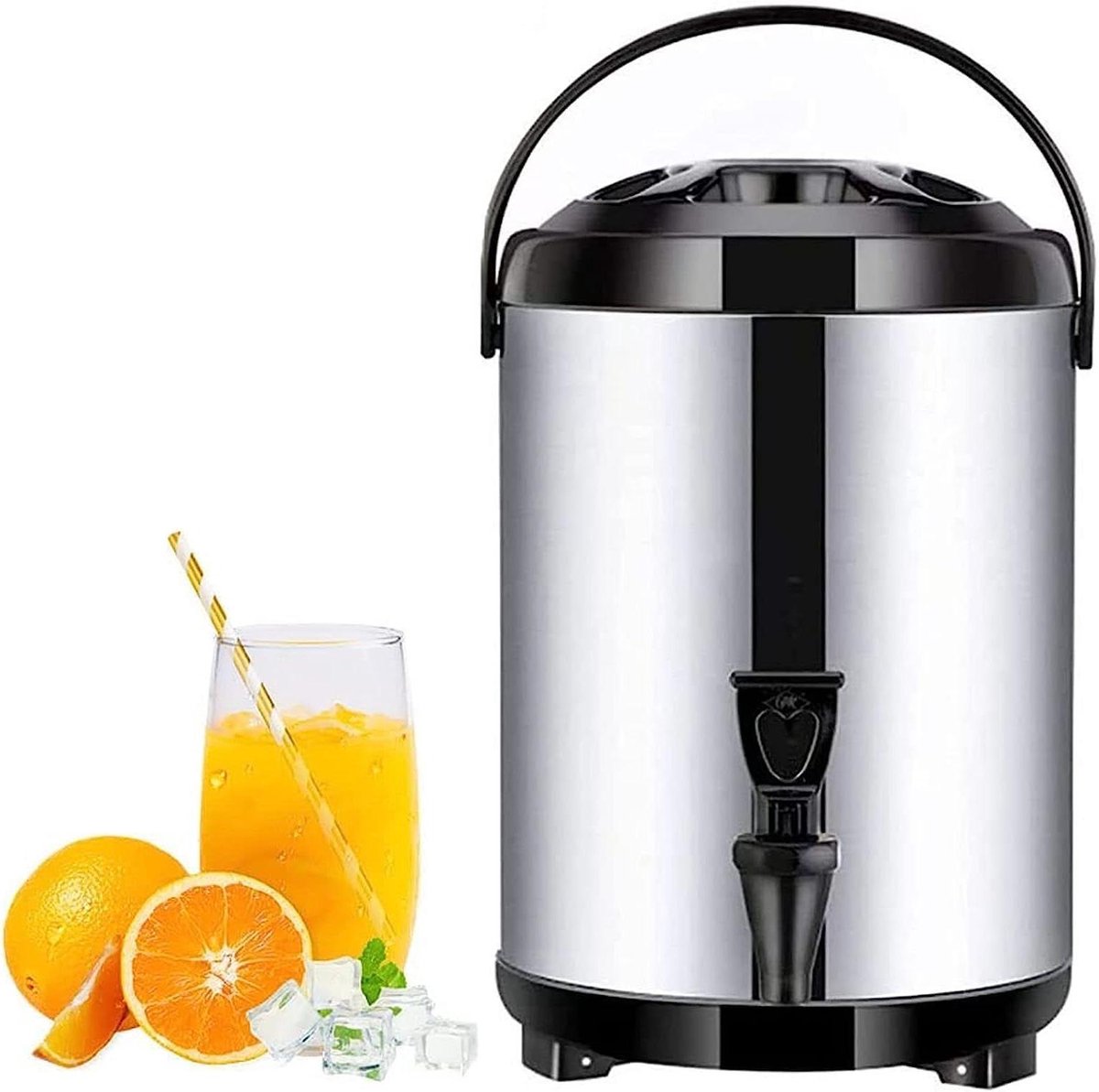 Heetwaterdispenser Met Kraan - Catering Urn Warmwaterketel - Dranken Warm Houden - Dubbellaags Roestvrij Staal - 10 Liter - Zwart