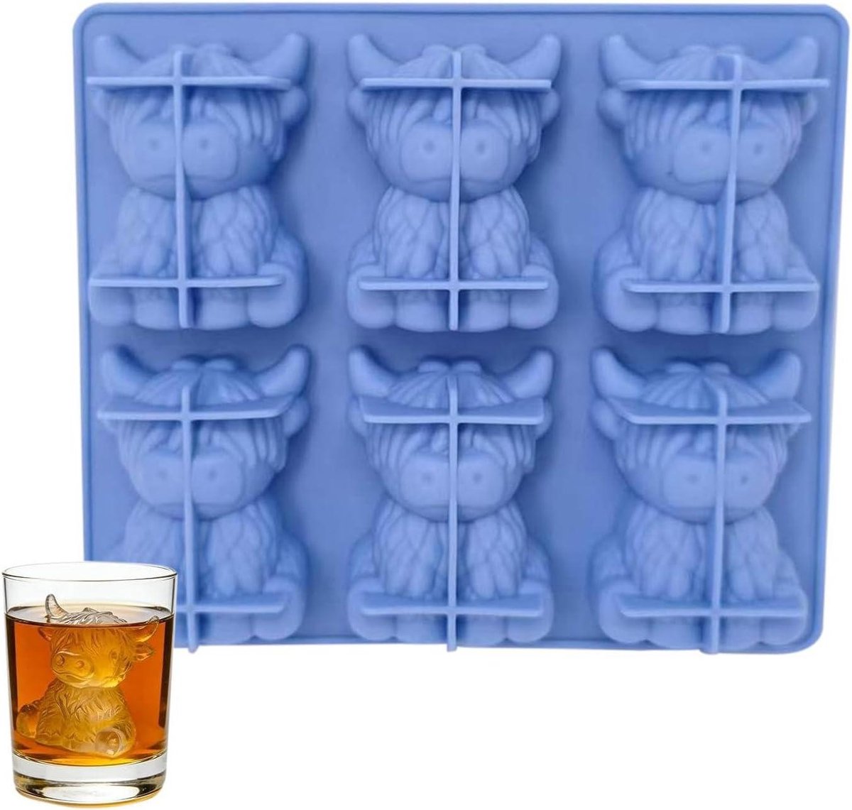 IJsvorm Koeien - IJsblokjesvorm - Dranken Koelen - 3D Koe Vorm - 6 Holtes - Zwart