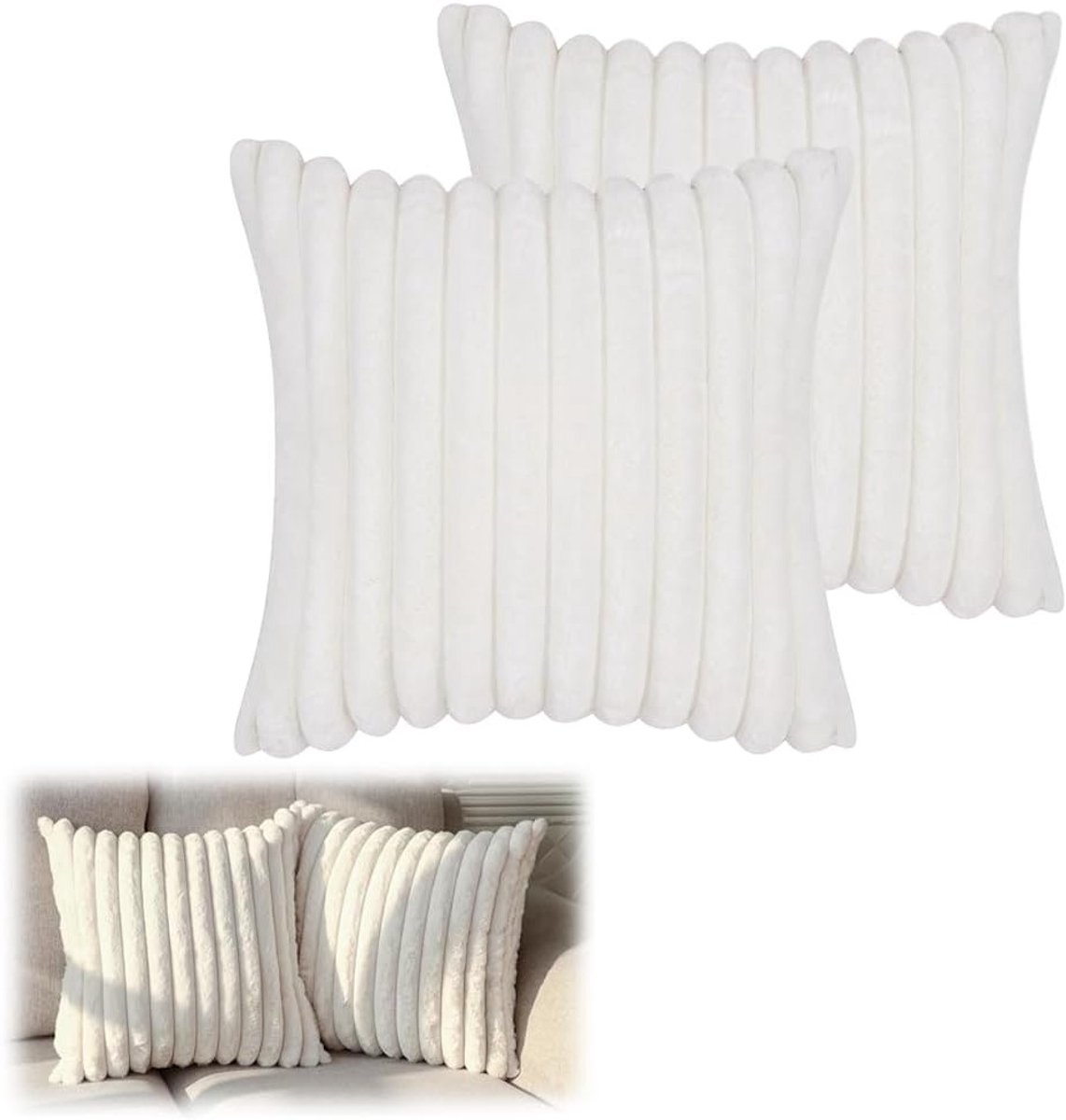 Pluche Kussenhoezen voor Sofa - 2 Stuks, Ideaal voor Rugsteun en Decoratie