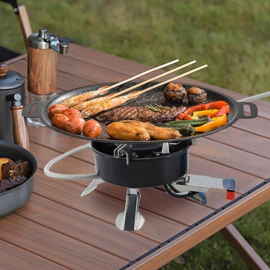 Grillpan - Ronde koekenpan Ovenpan - Buiten koken - Antiaanbaklaag - 30 cm diameter - Zwart — afbeelding 2