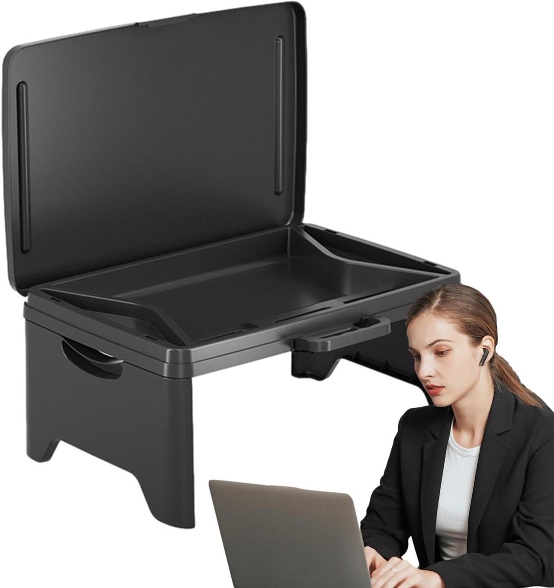 Opvouwbare Schoottafel - Draagbaar Laptopbureau - Werken en Ontspannen - Met Opbergruimte - 6 x 23 x 6 cm - Zwart