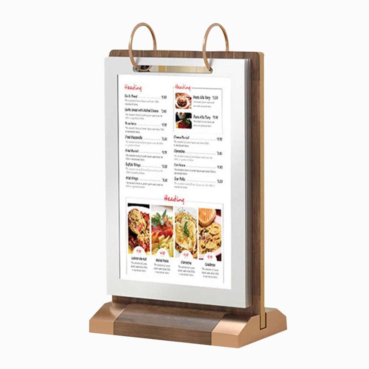 MTTproducts- Tafelstandaard Houten Sokkel - A5 Tafelstandaard - Dubbelzijdig Display - Acrylplaat - Handmatige Montage - Stabiel Gebruik - Menukaartstandaard