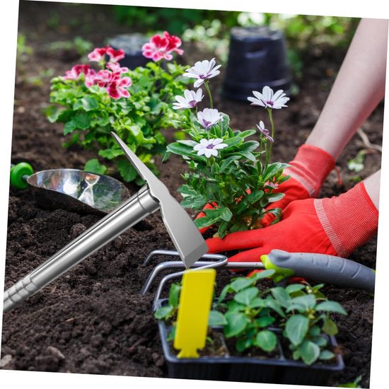 Tuin Schoffel - Pikhouweel Planten - Tuinieren Grond Bewerken - Ergonomisch Handvatontwerp - 38.8x20cm - Zilver — afbeelding 3