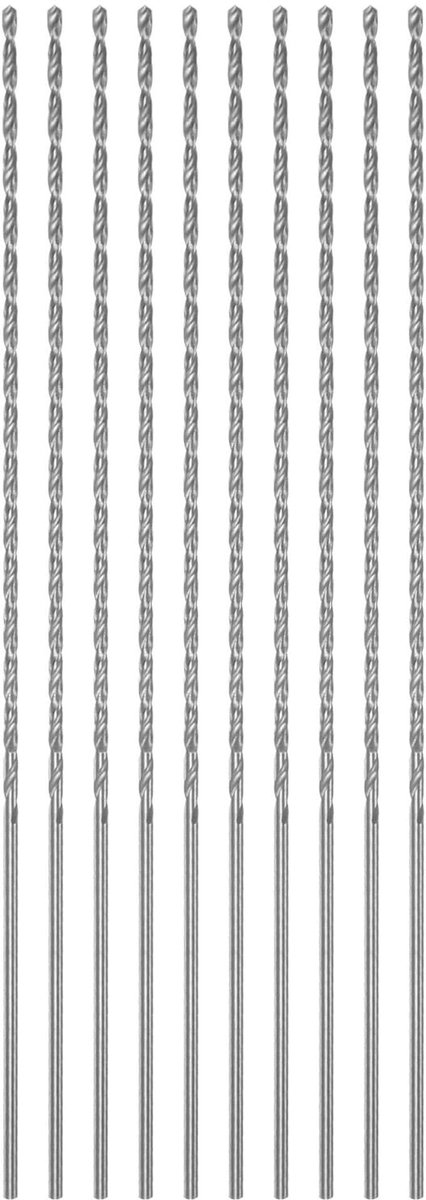 Dailygoods- Spiraalboor 10 Stuks - Extra Lange Boor 1,5 mm - HSS Boorpunt - Rechte Schacht - Voor Metaal/Hout/Kunststof - Hoge Hardheid