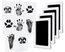 4-delige inktloze hand- en voetafdrukset voor baby's, katten en andere huisdieren. Schoon aanraakbaar inktkussen voor baby's, pasgeborenen en andere huisdieren. Een handig en knoeivrij inktkussen. （9 x 5.7cm）