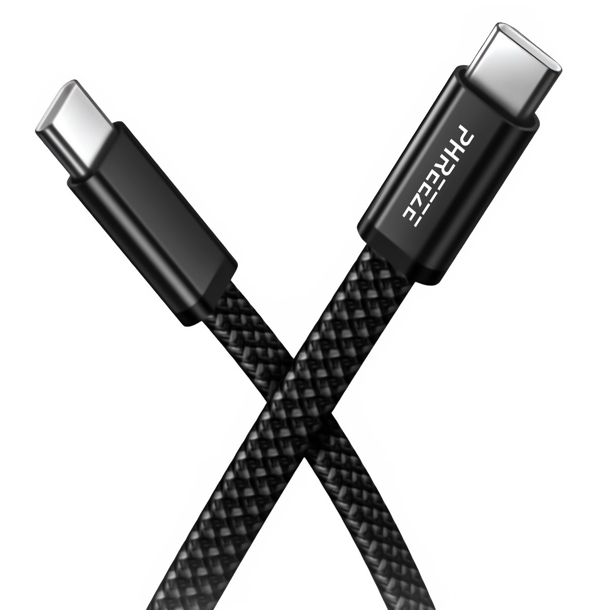 Phreeze USB C kabel 240W 1M Snellaadkabel Nylon Zwart - USB C naar USB C - Oplaadkabel geschikt voor Samsung Super Fast Charging