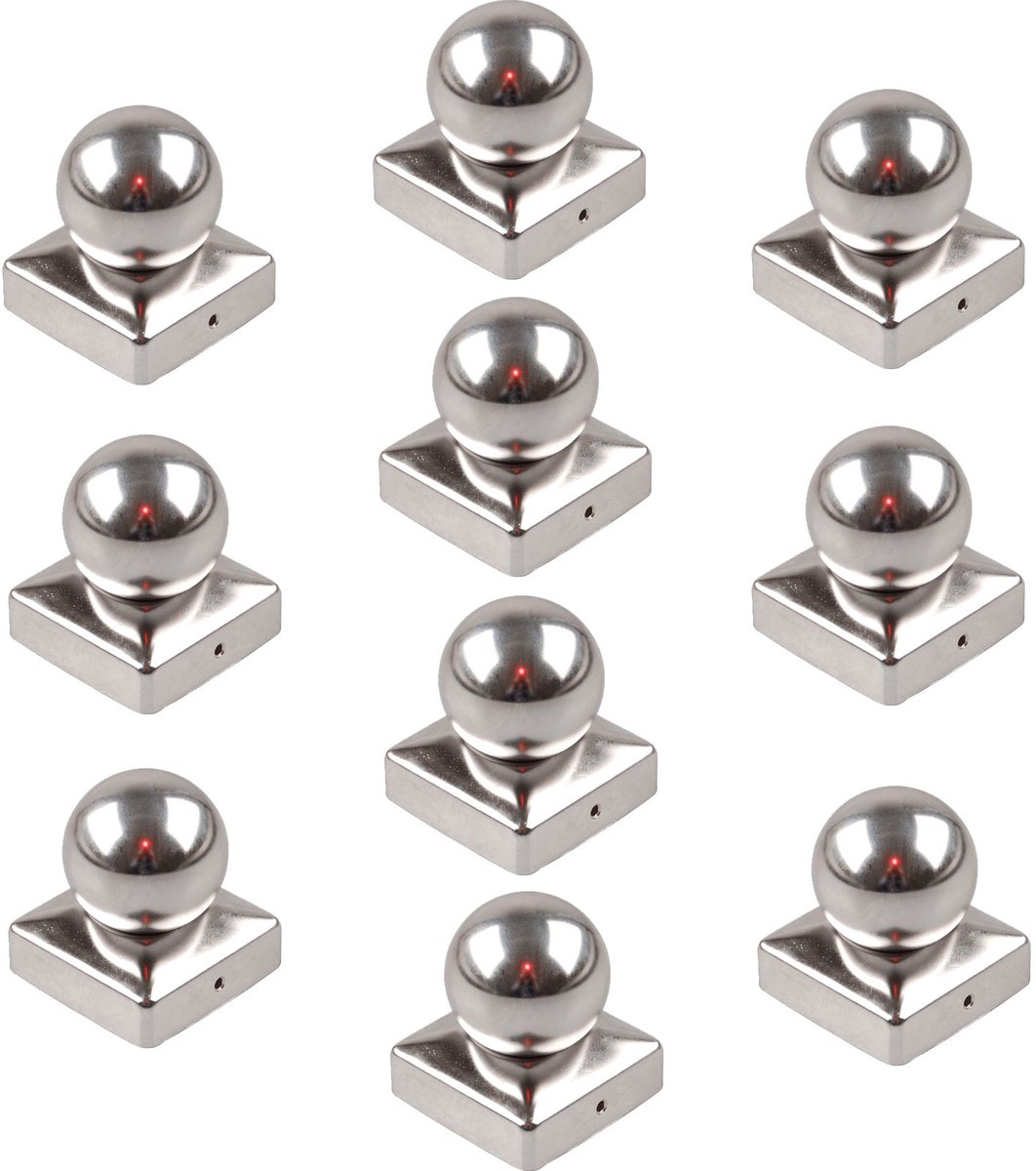 TRUTZHOLM - Paalkap Ø 101 mm Kogel - Set van 10 - RVS - Afdekkap voor Palen 10x10 cm - Roestvrij Staal - Paalhoed - Hekwerkdecoratie