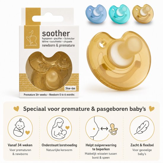 MijnNami Soother Speen 4-pack - dé vertrouwde newborn speen onder zorgprofessionals - Fopspeen Baby 0 - 6 maanden - nu voor langer gebruik van MijnNami — afbeelding 2