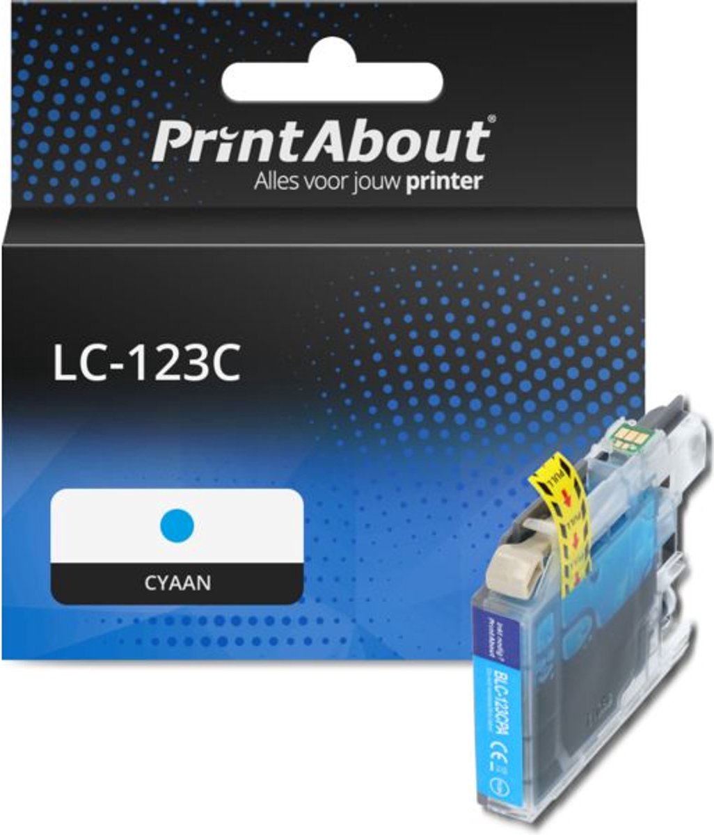 PrintAbout huismerk Inktcartridge LC-123C Cyaan geschikt voor Brother