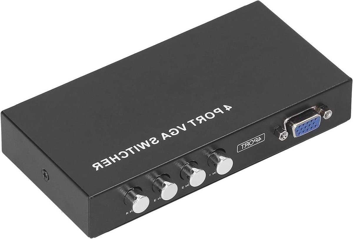 VGA Switcher - Monitor Selector - Schakel Beeldbronnen - 4 Ingang 1 Uitgang - Compact Formaat - Zwart