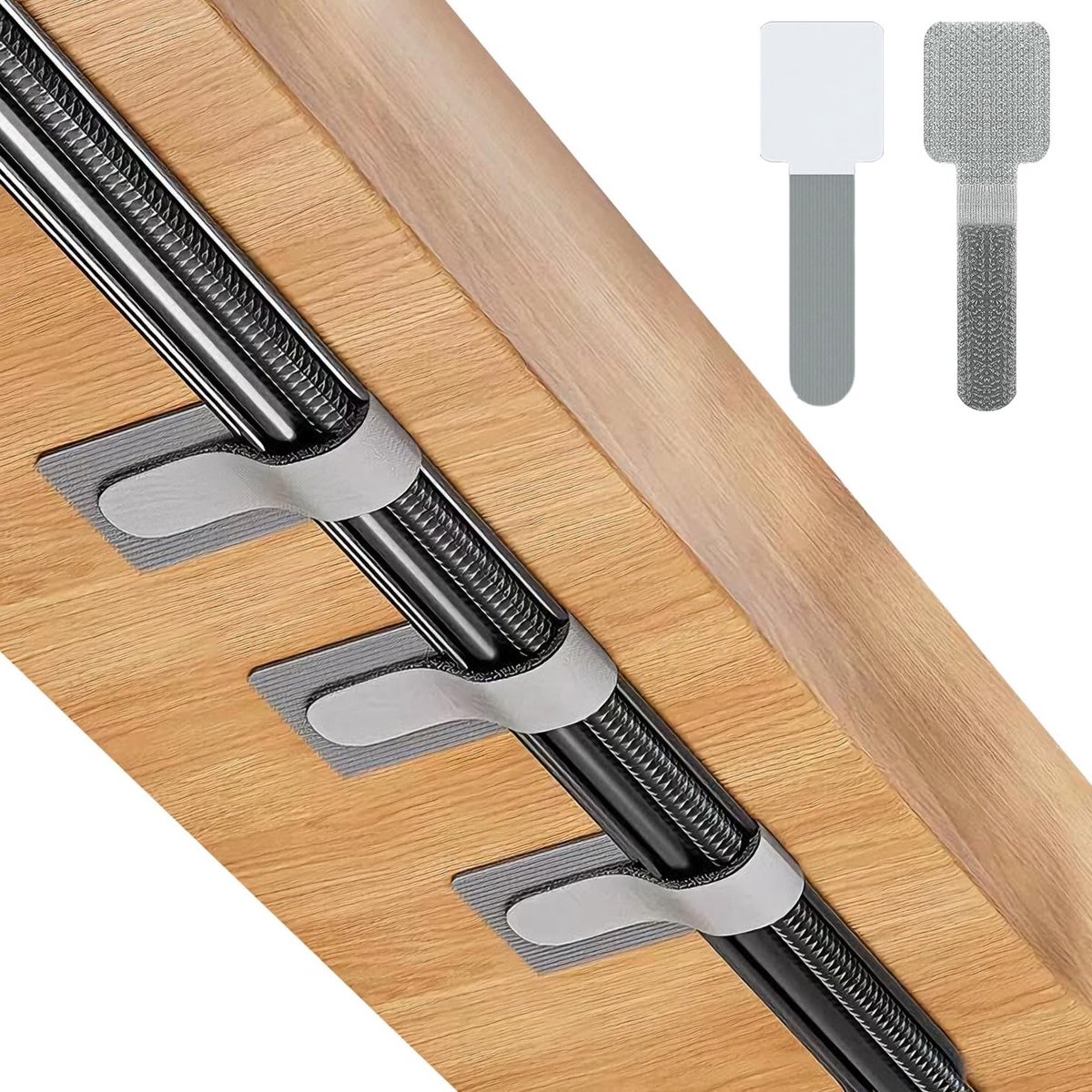 50 Stuks Onder Bureau Kabelbeheer - Zelfklevende Kabelclips - Kabelorganizer voor TV PC Laptop Ethernet Desktop (Grijs)