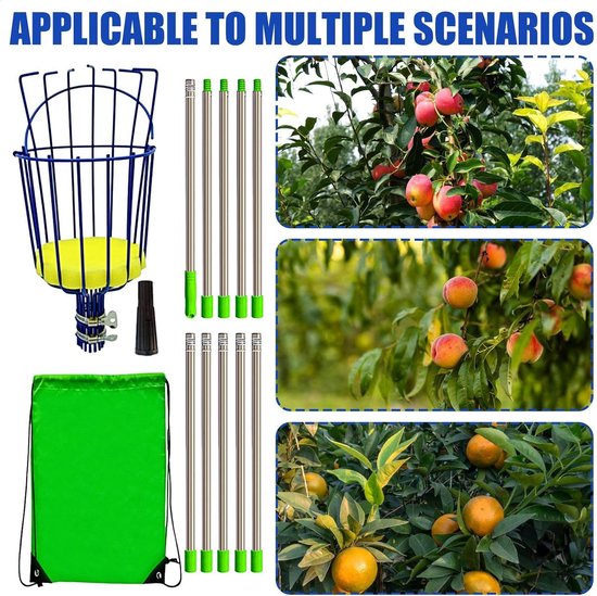 Fruitplukker - Plukstok mand - Fruit oogsten - Telescopische steel - Tot 4 meter - Oranje — afbeelding 5