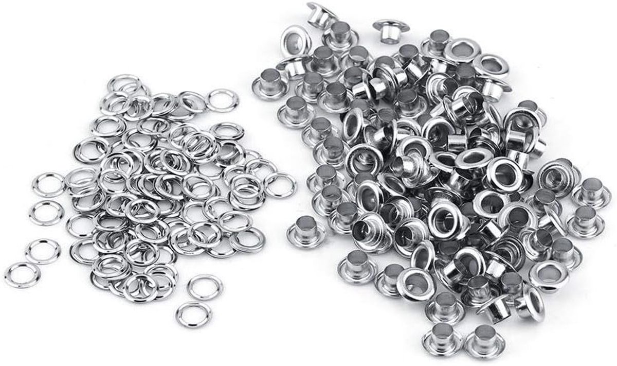 Set van 100 Stuks 5mm Gouden en Zilveren Eyelets met Washers voor Schoen- en Handtasreparatie, Hoeddecoratie en Creatieve Projecten