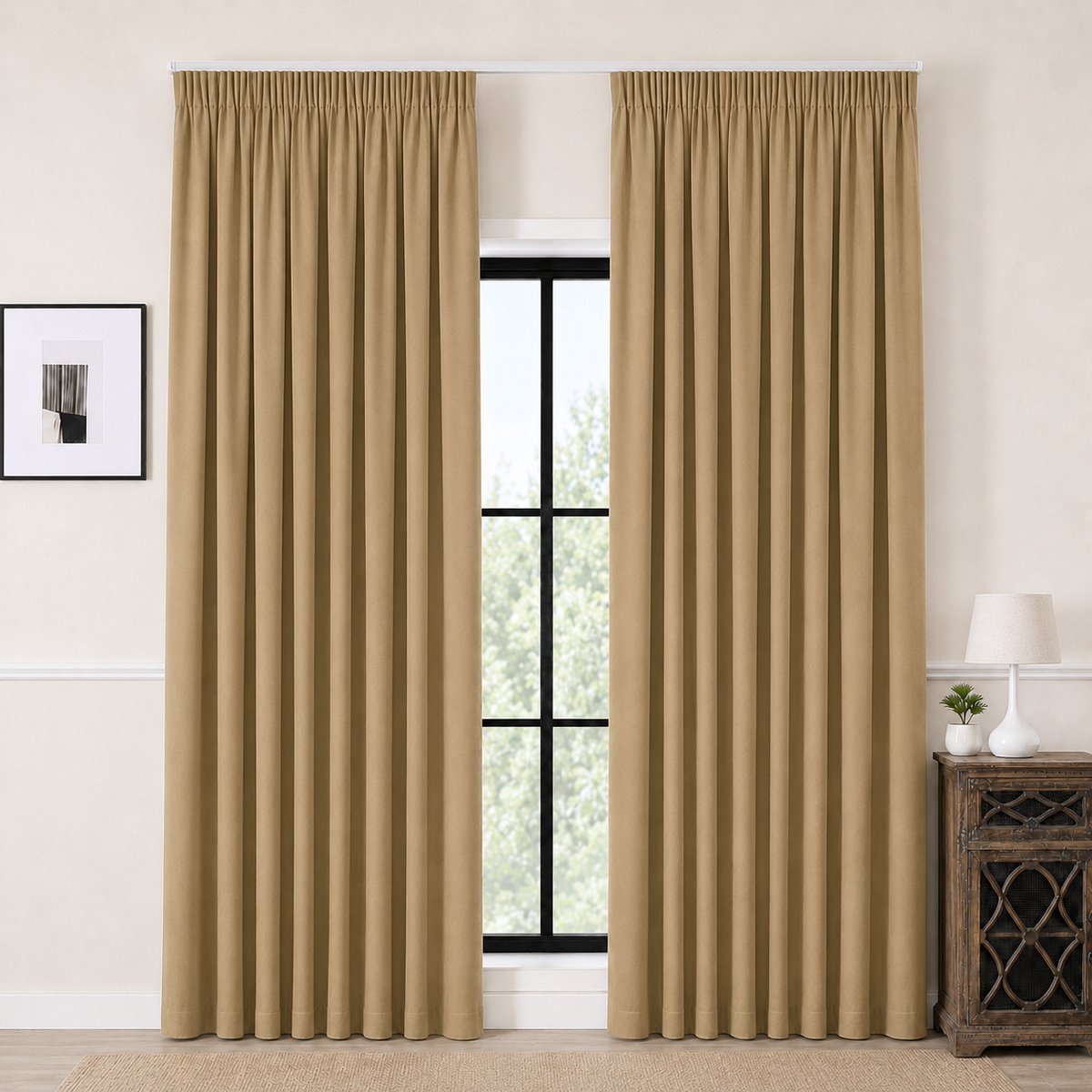 Kant en klare Gordijnen met Haken (Potloodplooi) – 99% Verduisterend – 132x175 CM – Bruin – Everyday Elegance Premium