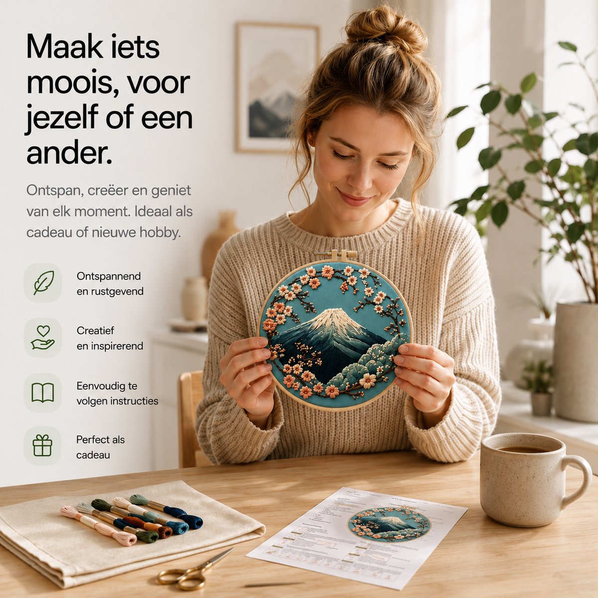 BOTC Borduurpakket - Borduurset van 4 - Borduurpakketten voor Volwassenen - Hobby en Creatief - Borduren - Sneeuwberglandschap — afbeelding 2