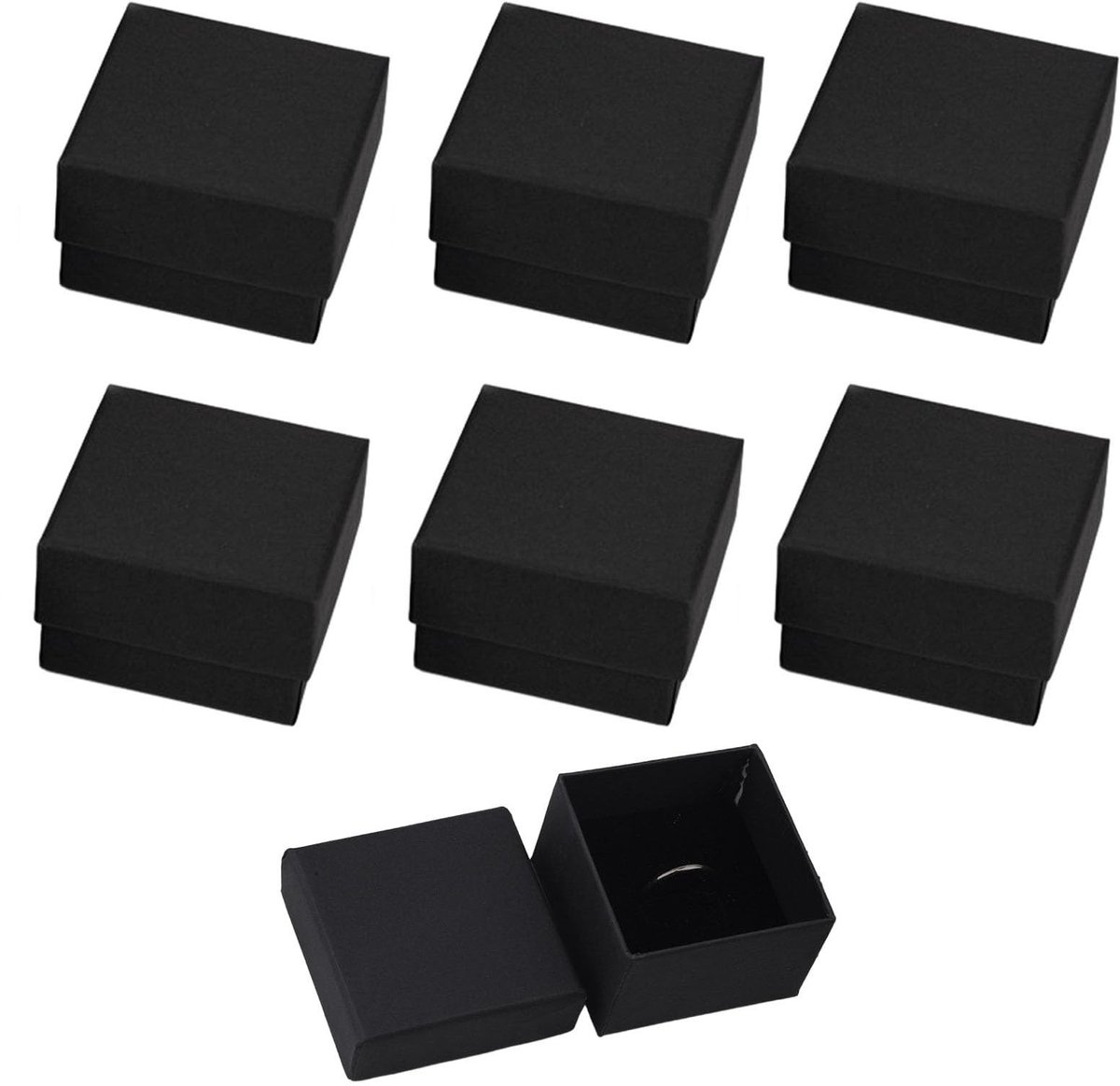 Dailygoods- Sieradenbox 6 Stuks - Cadeaudoos met Deksel - Kraft Papier - Zwarte Geschenkdoos - Veilig en Duurzaam - Bescherming voor Sieraden - Cadeaubox