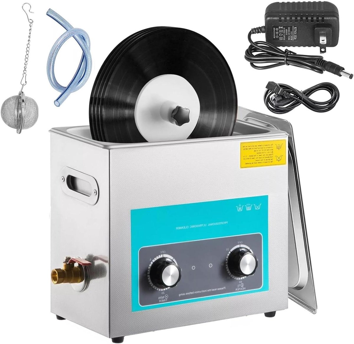 Platen Reiniger - Vinyl Wasmachine - Diepe Reiniging - Instelbare Timer - 6L Capaciteit - Zilver