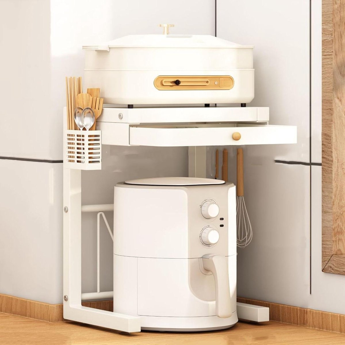 Magnetron Plank - Keukenrek Lade - Keuken Organiseren - Duurzaam Koolstofstaal - 36x28x52cm - Wit