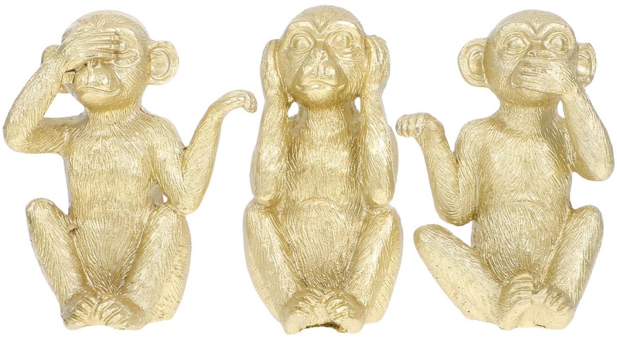 Dailygoods- Apenfiguren - Decoratie voor Dieren - Tafeldecoratie - Hars - Set van 3 - Veilig voor Kinderen - Afmetingen 4,5 x 5,5 x 8 cm - Dierenbeeldjes
