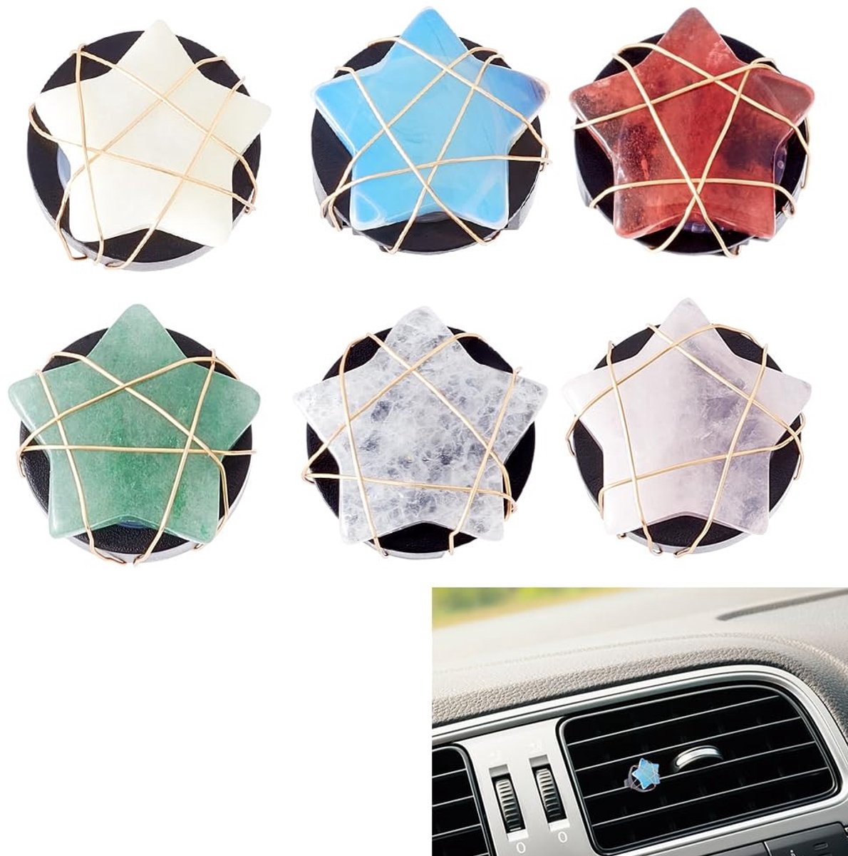 Dailygoods- Luchtverfrisser Auto - 6 Stuks Vent Clips - Decoratieve Accessoires - Leuk Ontwerp - Voor Vrouwen/Mannen - Frisse Geur - Auto Geurhanger