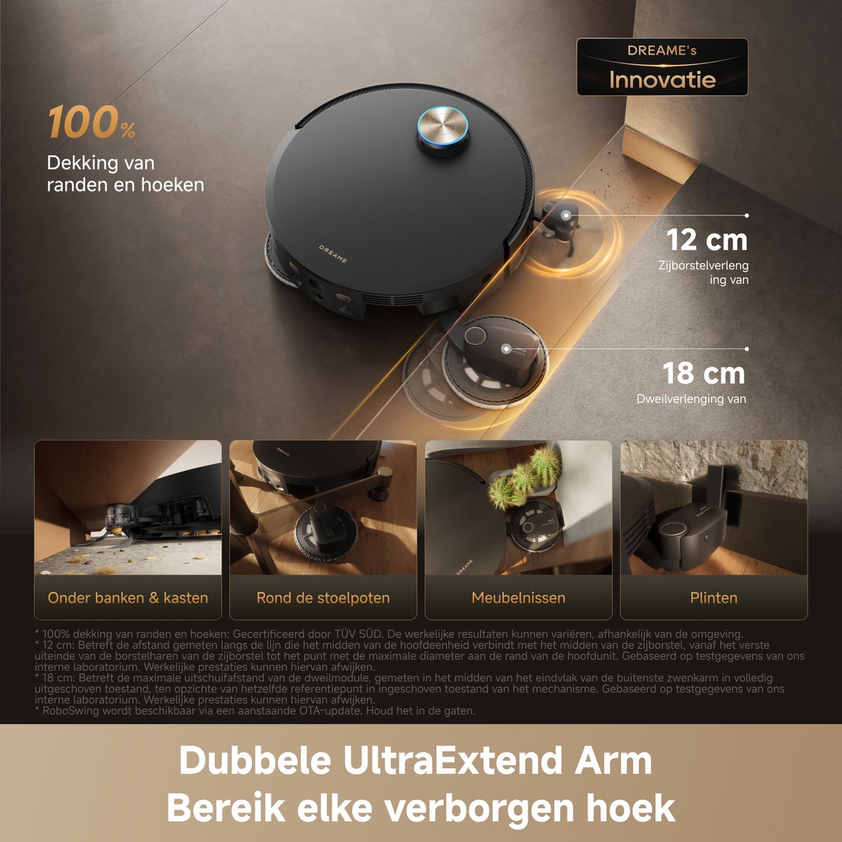 Dreame X60 Pro Ultra Complete Robotstofzuiger Grijs | Dweilfunctie | Automatisch legen & bijvullen | Zelfreinigend | Uitschuifbare borstel/dweil | Hoeken- en randreiniging | Huisdierenhaar | AI navigatie | Handsfree | Allergie | Warmwater dweil thumbnail 6