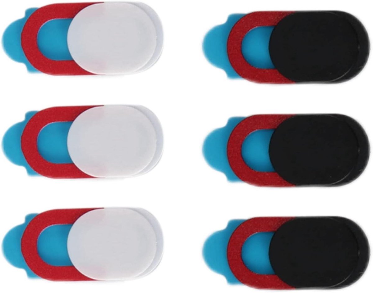 Webcamhoezen - Privacy schuifjes - Privacy waarborgen - Ultradun en rond - Set van 6 - Wit en zwart