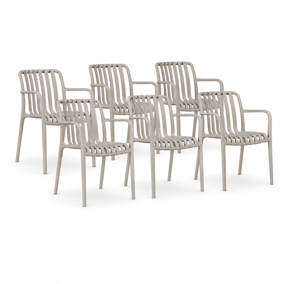 DS4U® - Max tuinstoel - Set van 6 - Beige - Kunststof - Met armleuning