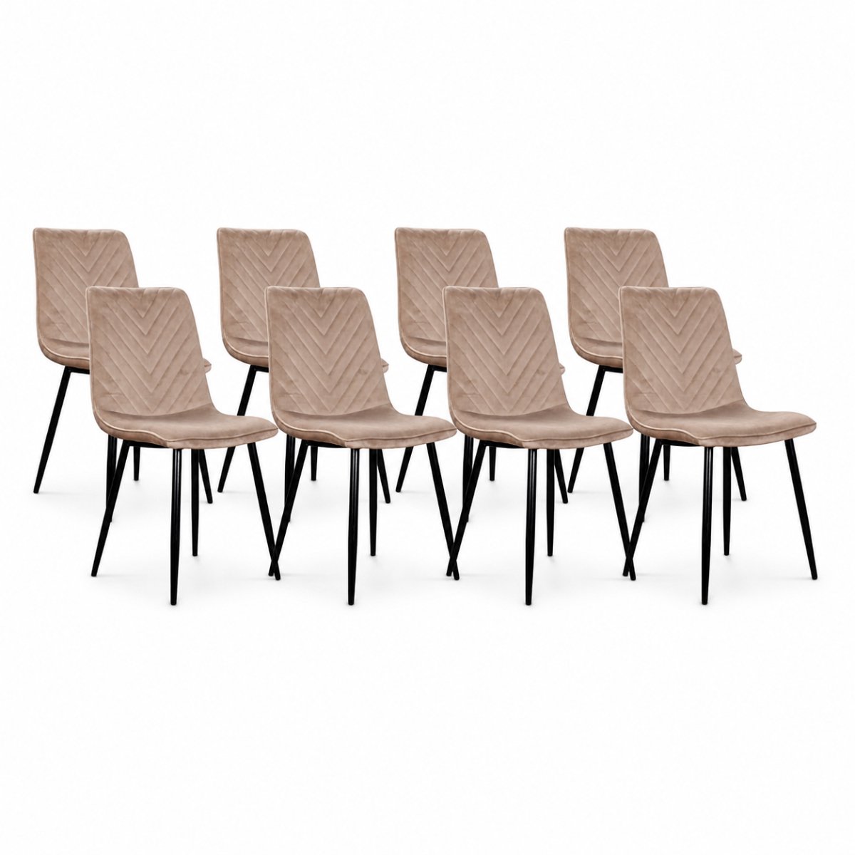 DS4U® - Gaby eetkamerstoel - Set van 8 - Champagne - Velvet