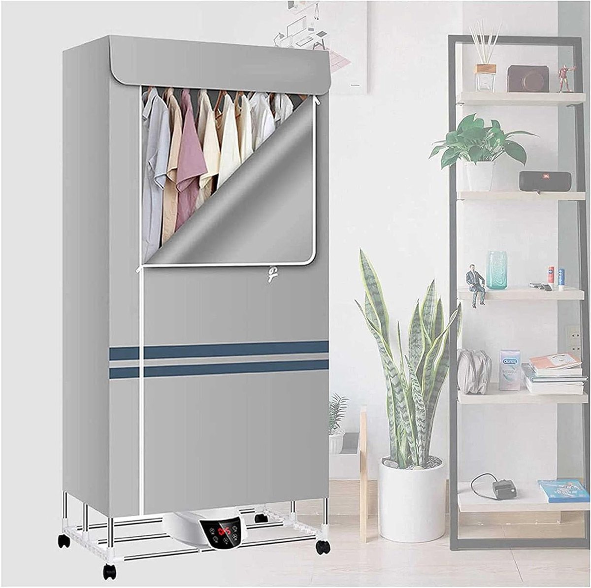 Elektrische Wasdroger Droogrek Garderobe Kleding Drogen Dubbellaags Ontwerp 20 kg Capaciteit Grijs
