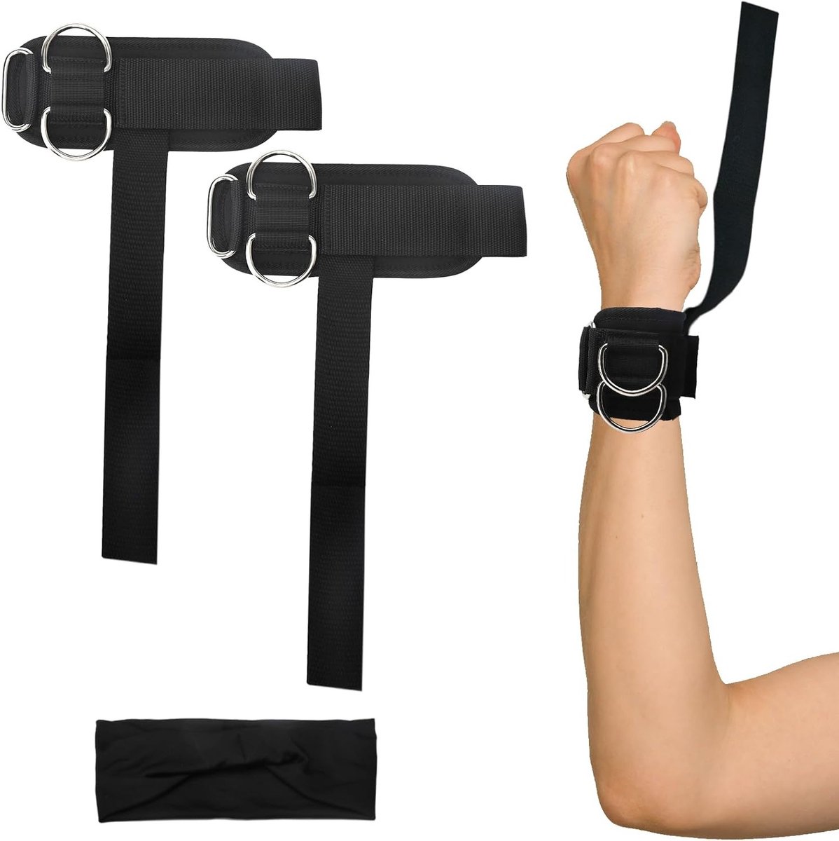 Set van 2 Gewichtheffen Polsbanden met D-Ringen voor Krachttraining, Fitness en Bodybuilding Accessoires