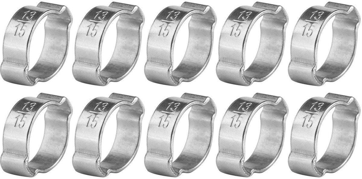 Allecto - 10Pcs Slangenklemmen - Roestvrijstalen Slangenklemmen - Duurzaam en Robuust - 13-15mm - Voor Slangen en Buizen - 10 Stuks