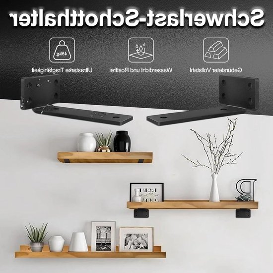 Set van 2 Wandplanken Steunen, Draagkracht 45 kg, 5 mm Dikte, Ideaal voor Drijvende Planken en Muurmontage — afbeelding 2