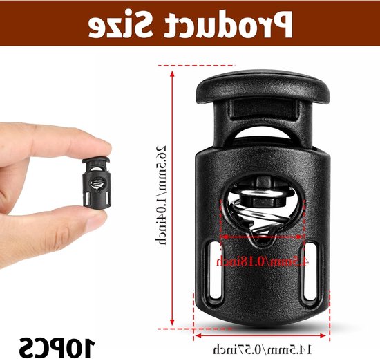 10 stuks universele koordstoppers, zwarte kunststof koordstopper voor koorden tot Ø 5 mm, ideaal voor tassen, kleding en rugzakken — afbeelding 5