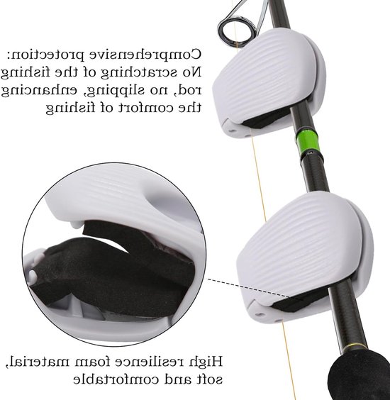Multifunctionele hengelklemmen - 4 stuks draagbare hengelbinders en houders voor werphengels, spinhengels en vlieghengels, afneembare opbergorganizers in grijs — afbeelding 2