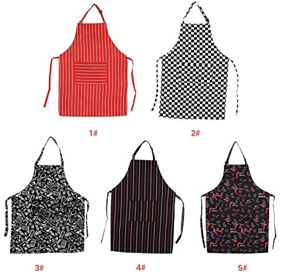 aladdien - Keuken Schort - Verstelbaar en Waterdicht - Chili Patroon - Geschikt voor Mannen en Vrouwen - Met Pocket - Ideaal voor Koken en Grillen