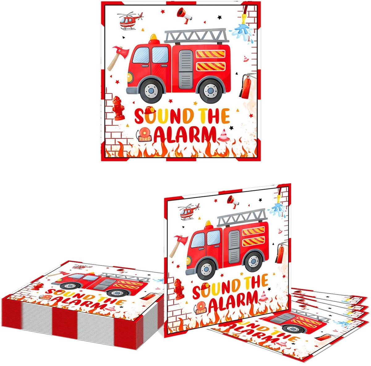 aladdien - Vuurwagen Feestdecoraties - 20 Stuks - Premium Servetten - 16.5 cm - Brandweerman Thema - Perfect voor Kinderfeestjes