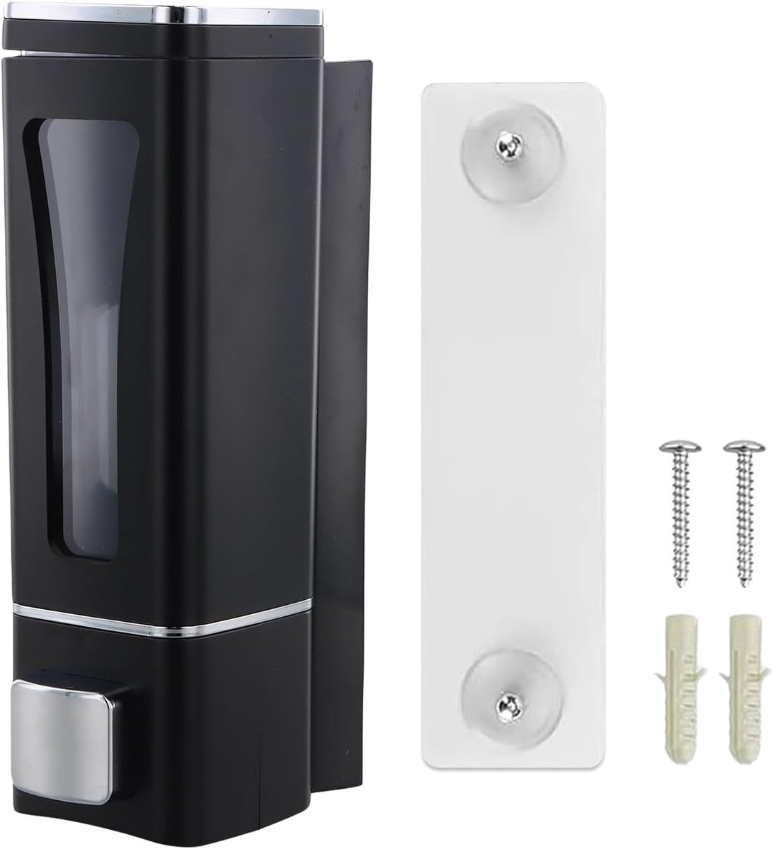 Wandmontage zeepdispenser 400 ml, schuimdispenser zonder gaten, lekvrije shampoohouder met gelijkmatige vloeistofverdeling en modern design