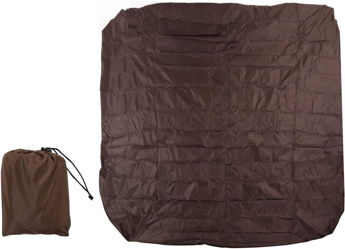 Buitenzwembad Badkuip Bescherming 210x210x30cm, Weerbestendige Spa Cover van Zilver Coated Polyester voor Alle Seizoenen met Stof-, Regen-, Sneeuw- en Zonbescherming (Bruin)