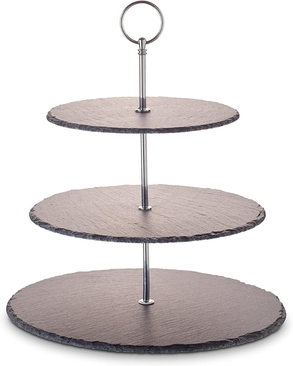 YOR® Serveertoren - Etagere - Tapasplank - Zilver - 30cm x 30cm x 35cm
