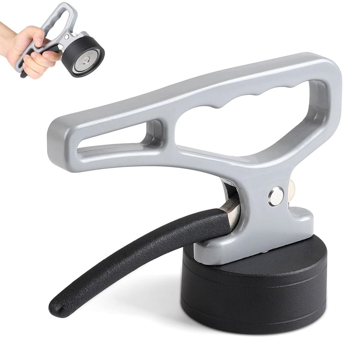 Sterke handmatige magnetische hefhandle met neodymium magneet voor het tillen van zware metalen objecten, draagkracht tot 30 kg, ideaal voor klussen en transport.